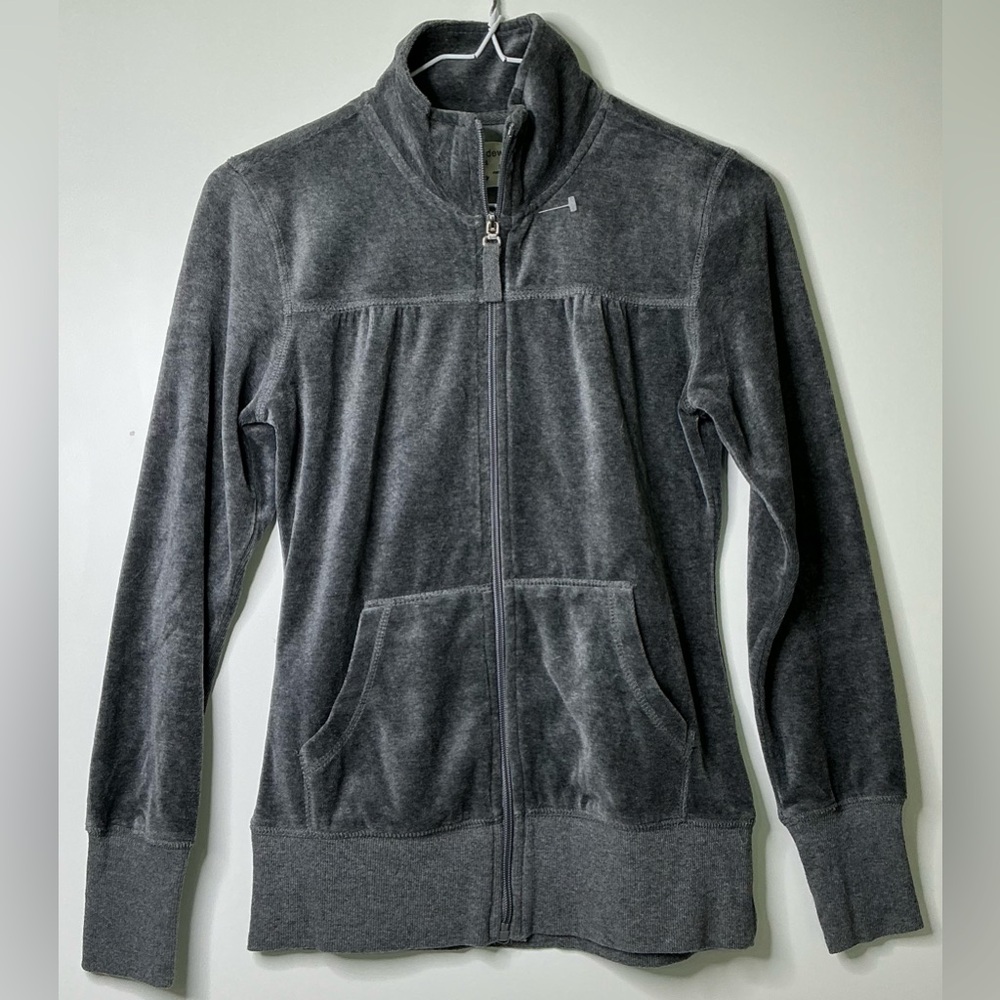 Sideways Women’s Velvet Jacket Full Zip Gray Boho Glam P/S Preloved